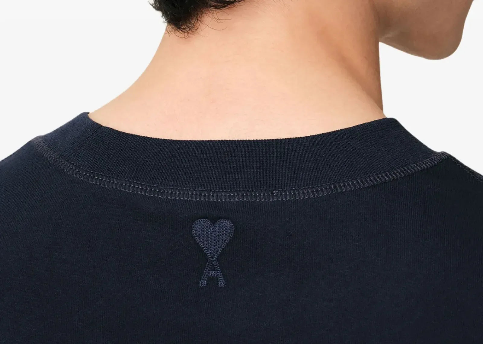Ami Paris Logo Embroidered T-shirt Navy Blue