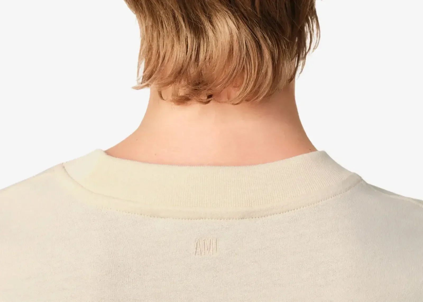 Ami Paris Logo Patch T-Shirt Light Beige