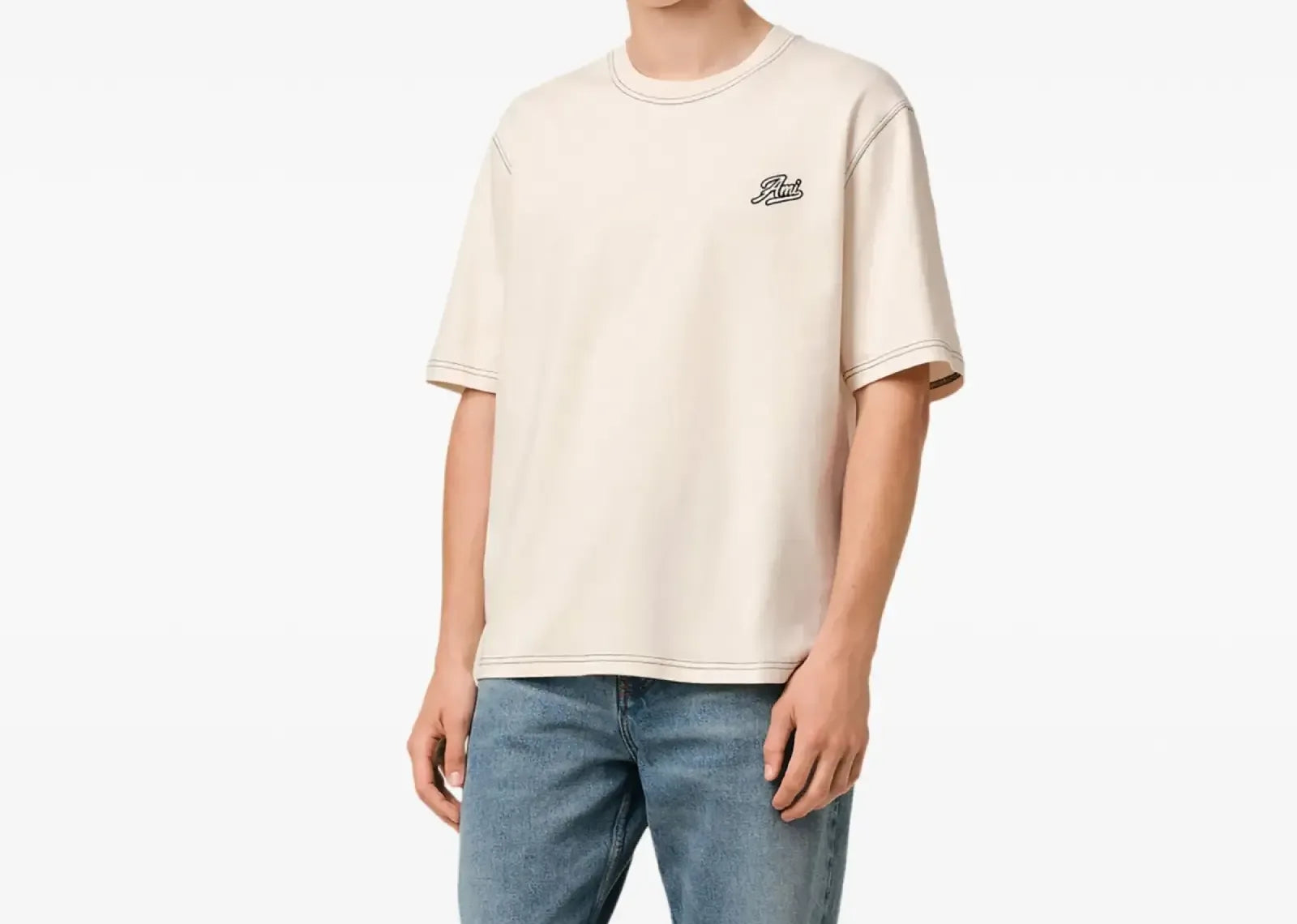 Ami Paris Printed T-Shirt Cream White