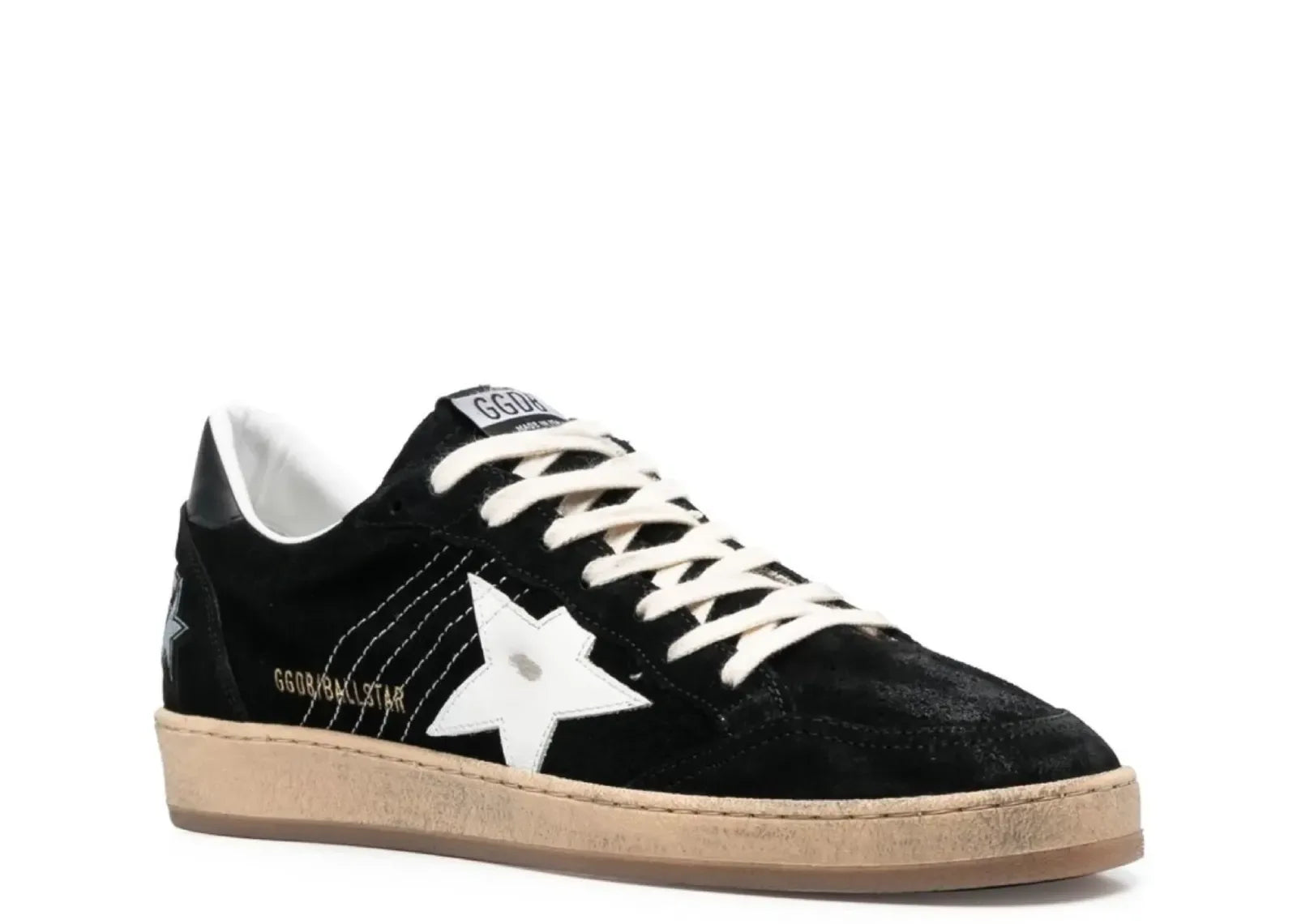 Golden Goose Ball-Star Black Suede Distressed