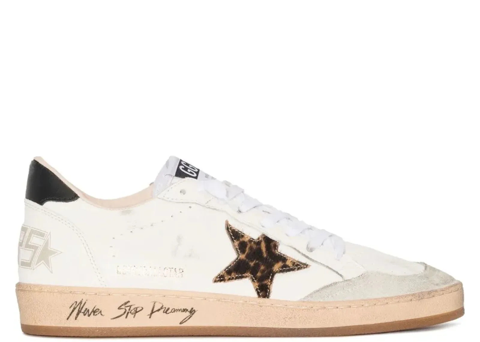 Golden Goose Ball-Star Leopard Print Pony Skin Star Black Heel