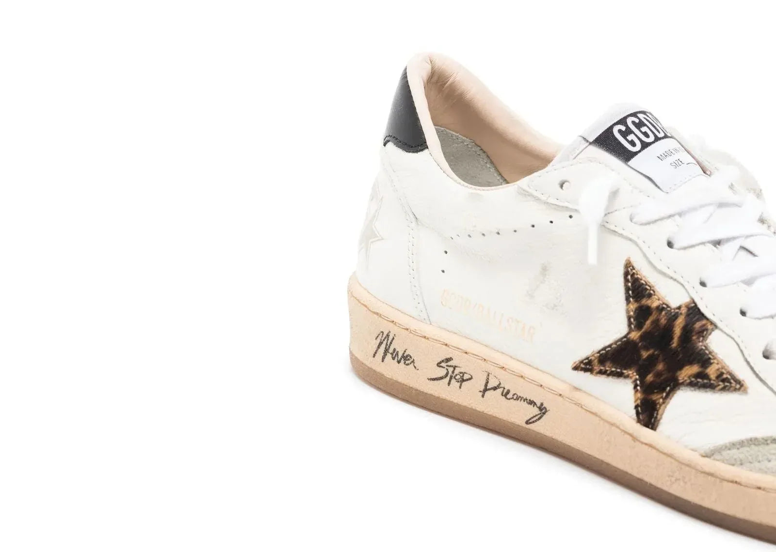 Golden Goose Ball-Star Leopard Print Pony Skin Star Black Heel