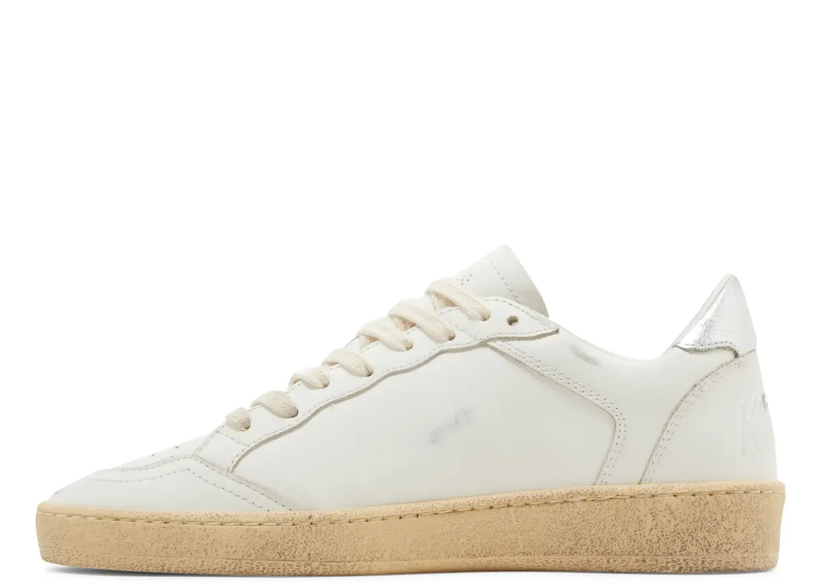 Golden Goose Ball-Star White Leather Gray Suede Star Silver Heel