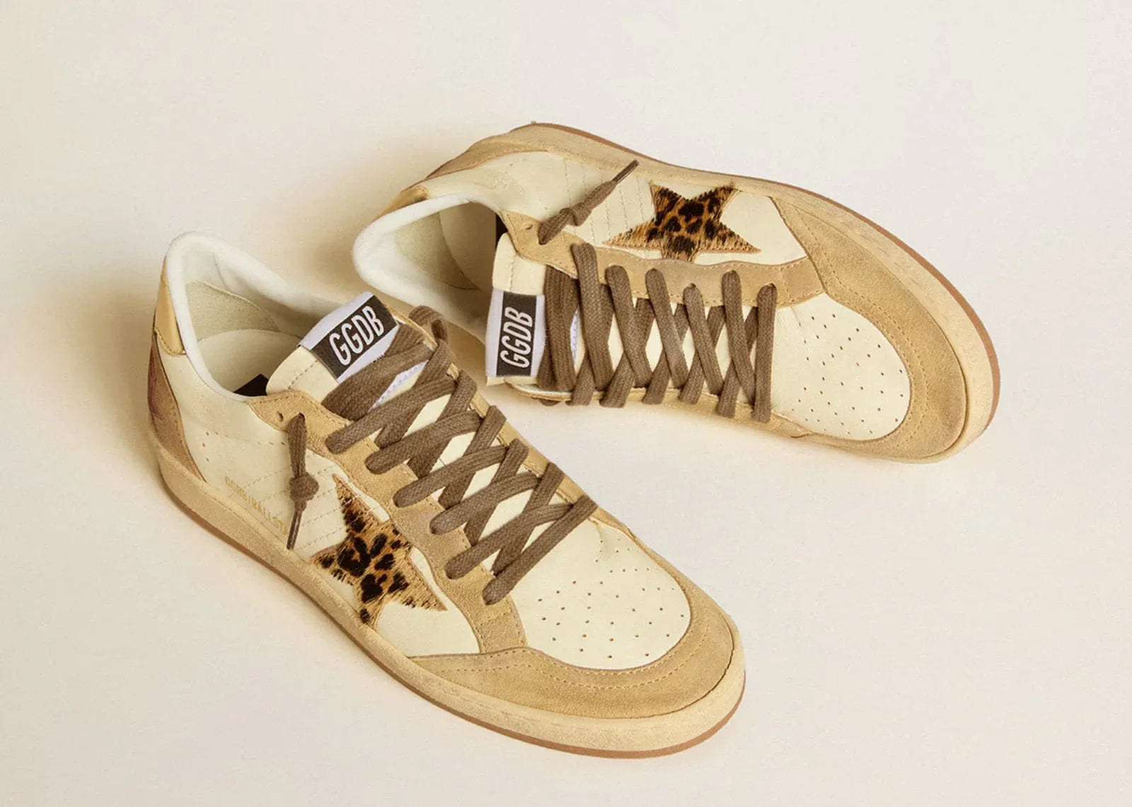 Golden Goose Ball-Star White Nappa Sand Suede