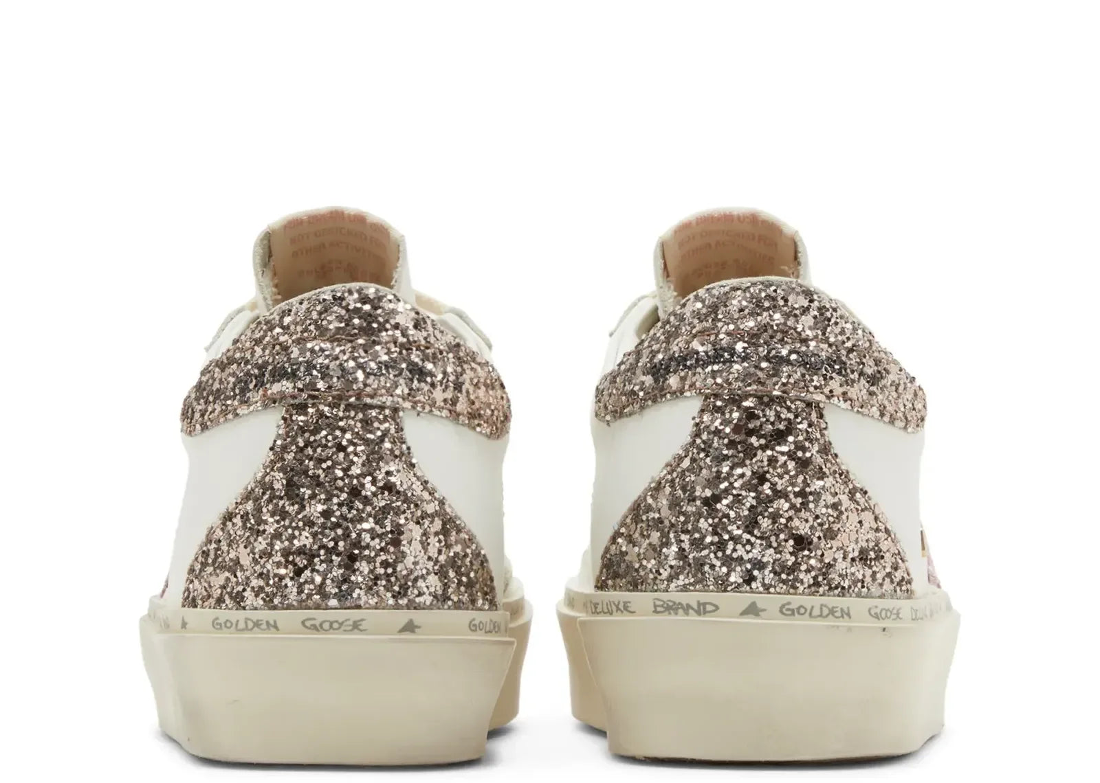 Golden Goose Hi-Star White Leather Pink Suede Star Glitter Heel