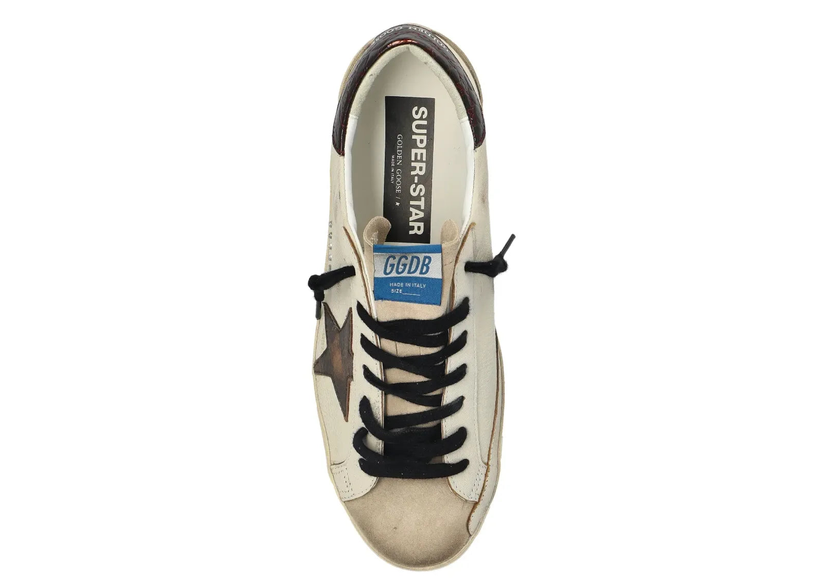 Golden Goose Super-Star Beige Leather Black Heel