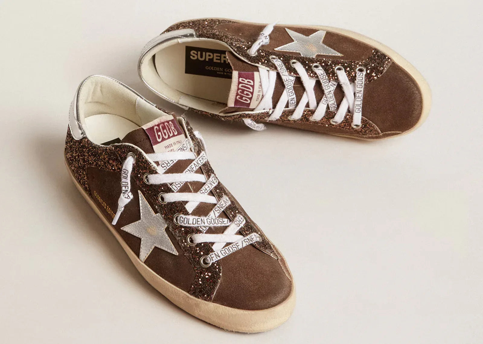 Golden Goose Super-Star Brown Glitter Brown Suede