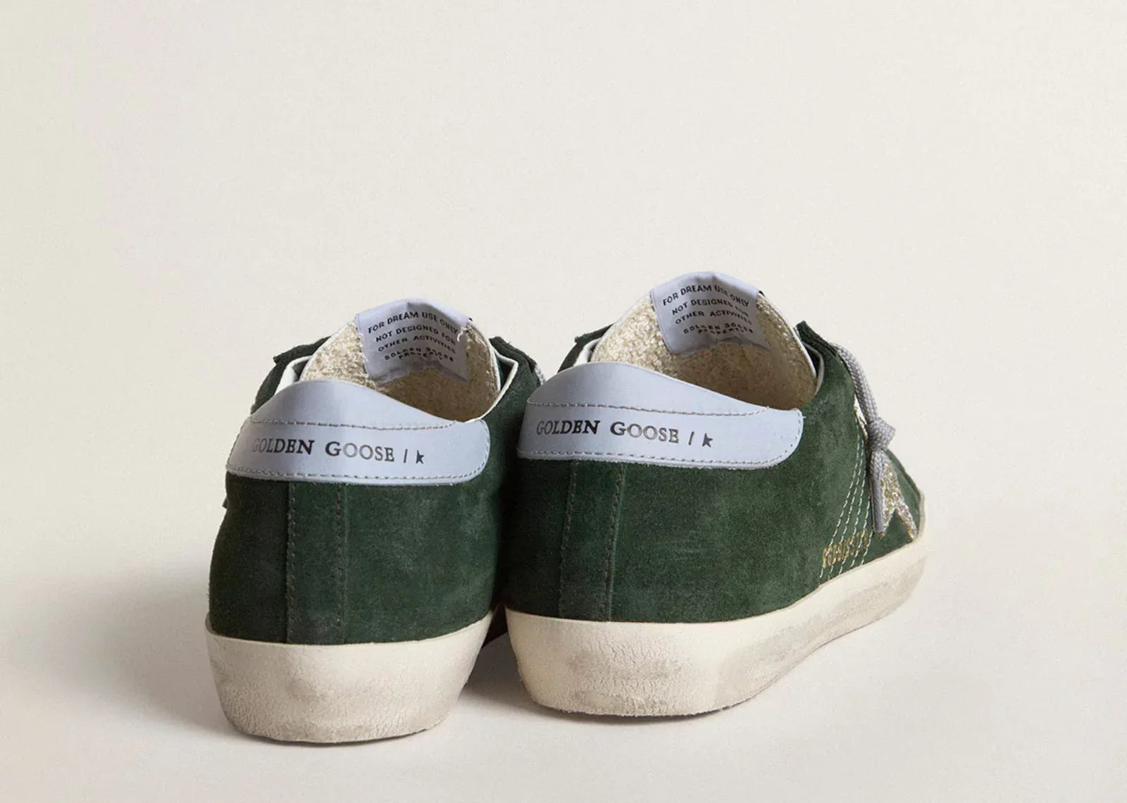 Golden Goose Super Star Green Suede Silver Glitter