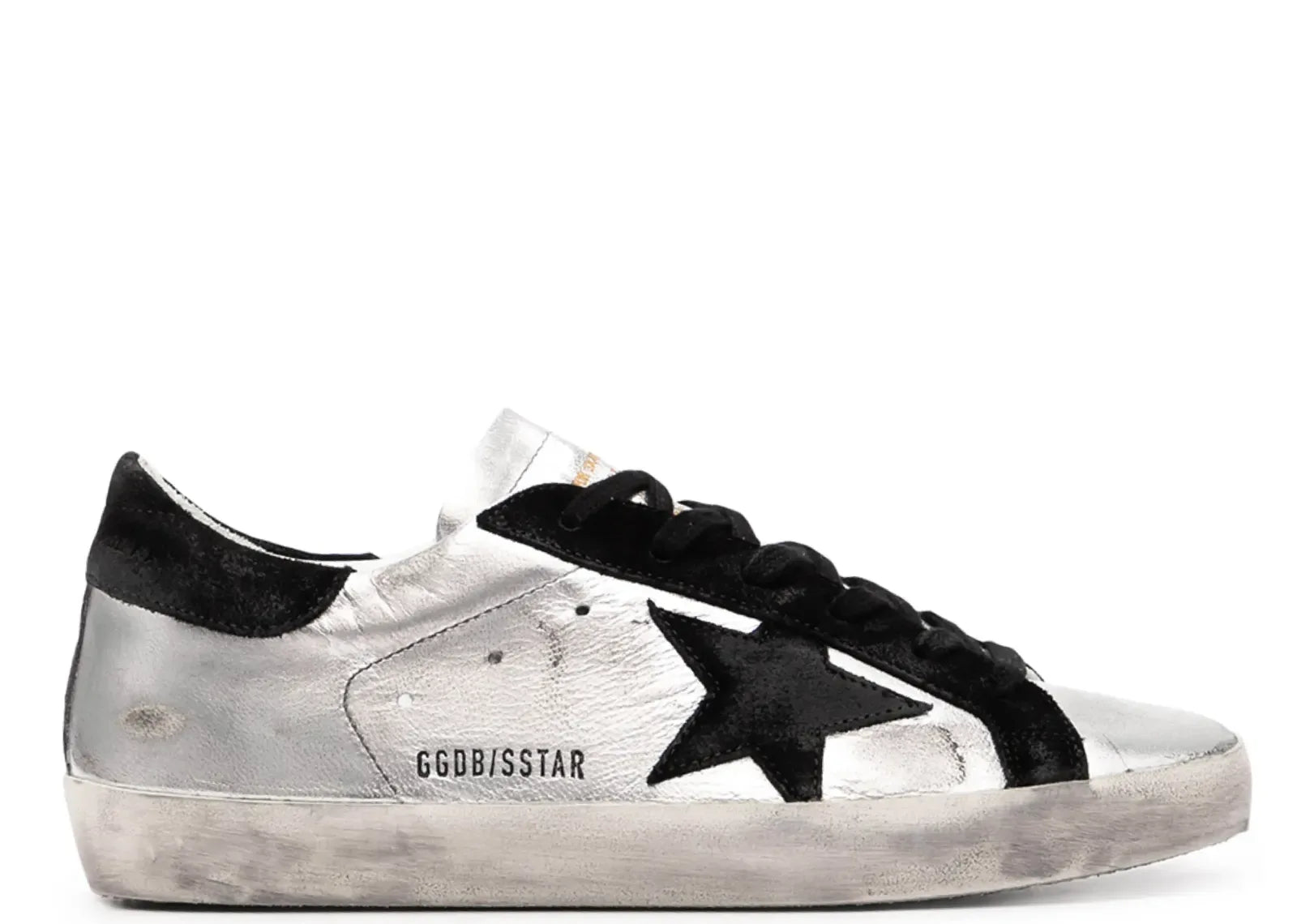 Golden Goose Super-Star Leather Metallic Silver Black Star
