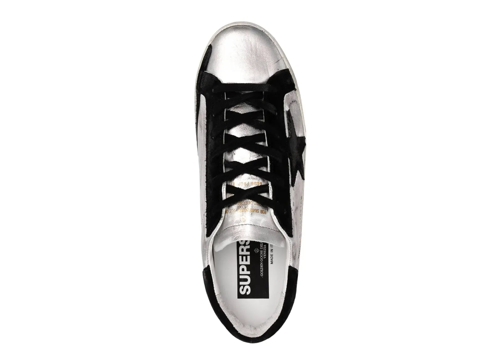 Golden Goose Super-Star Leather Metallic Silver Black Star