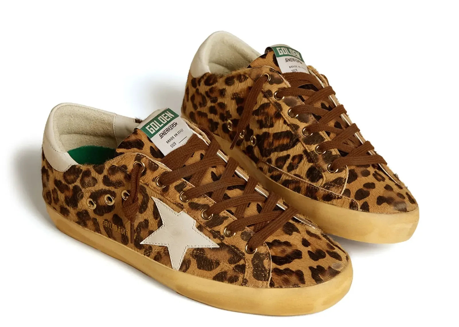 Golden Goose Super-Star Leopard Pony Skin Milk White Star Heel