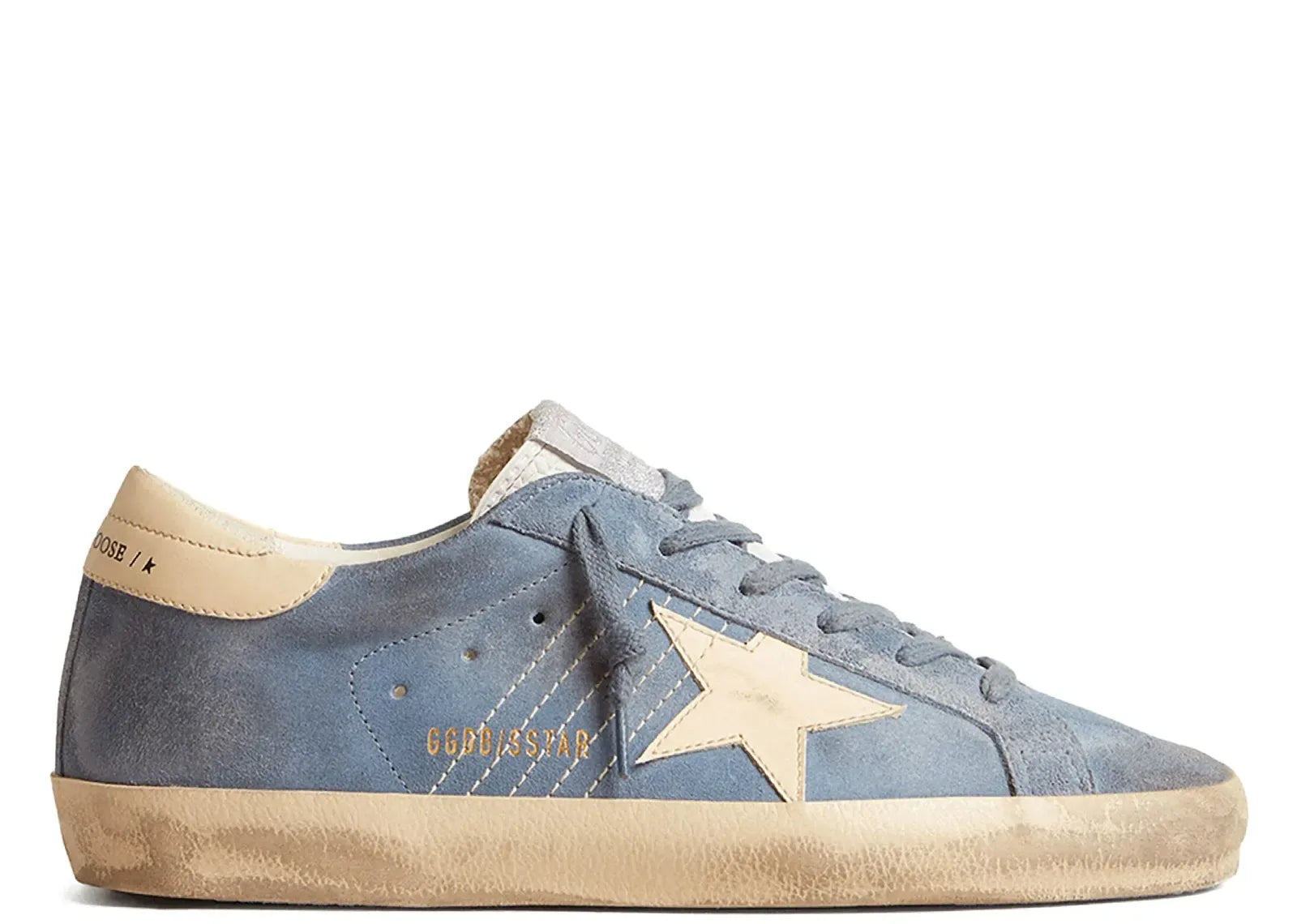 Golden Goose Super-Star Light Blue Suede Beige Star Heel
