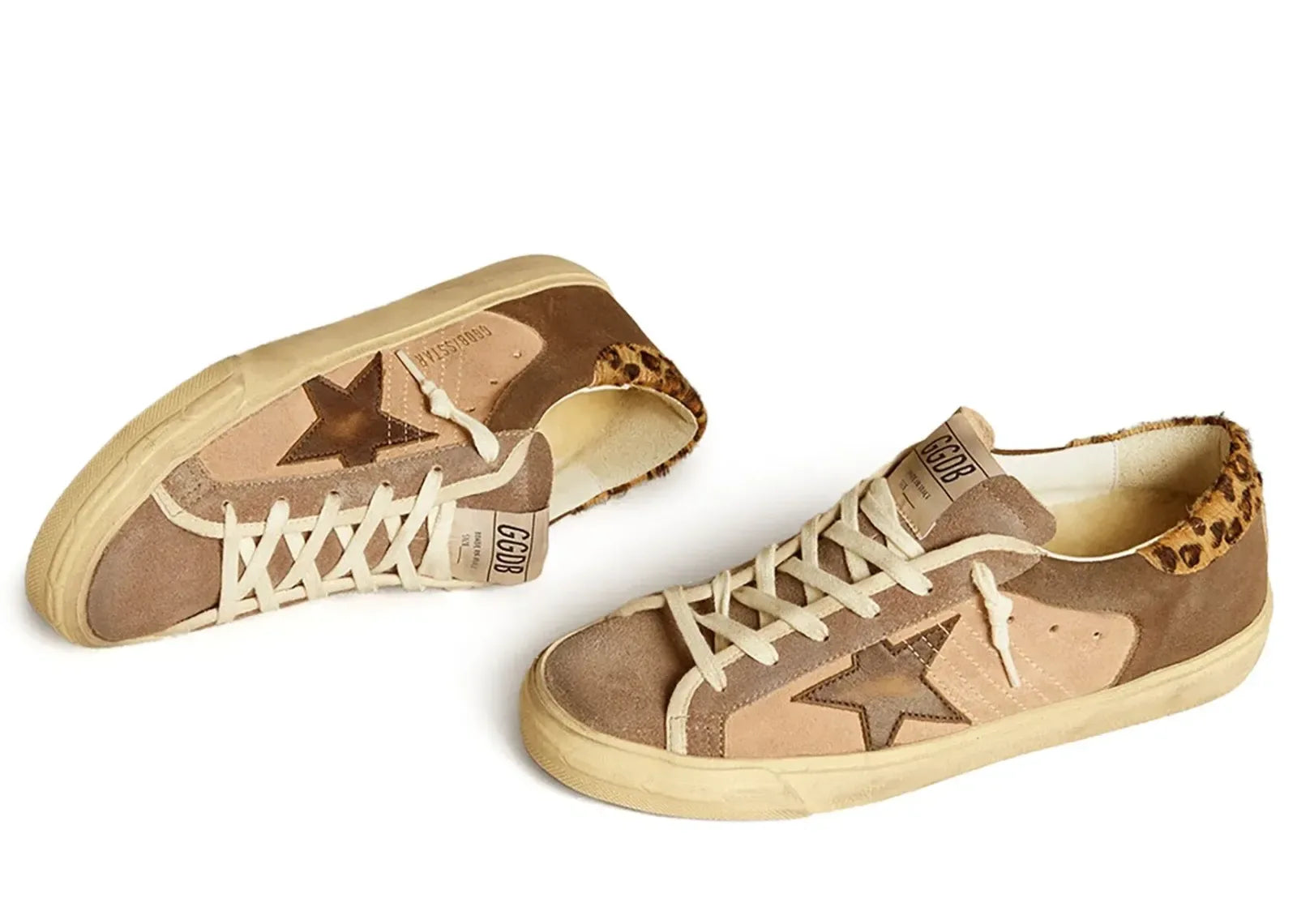 Golden Goose Super-Star Light Pink Brown Suede Leopard Heel