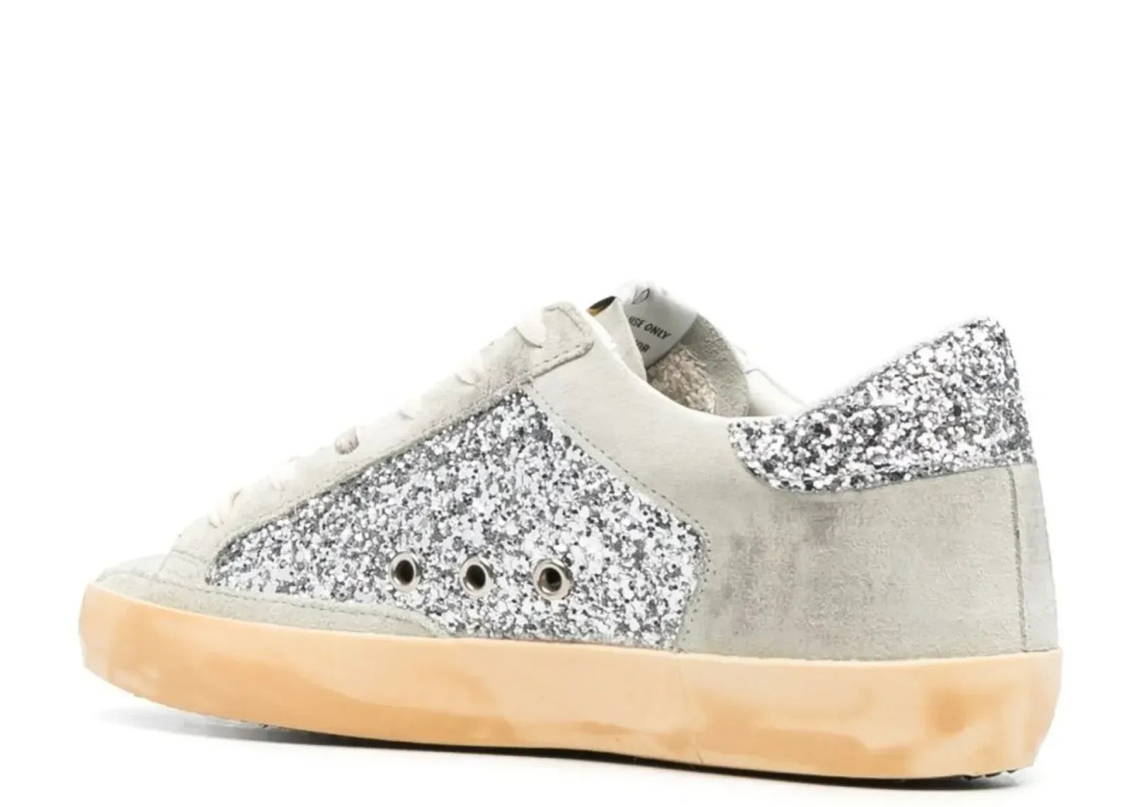 Golden Goose Super-Star Silver Glitter Gray Suede Star Heel