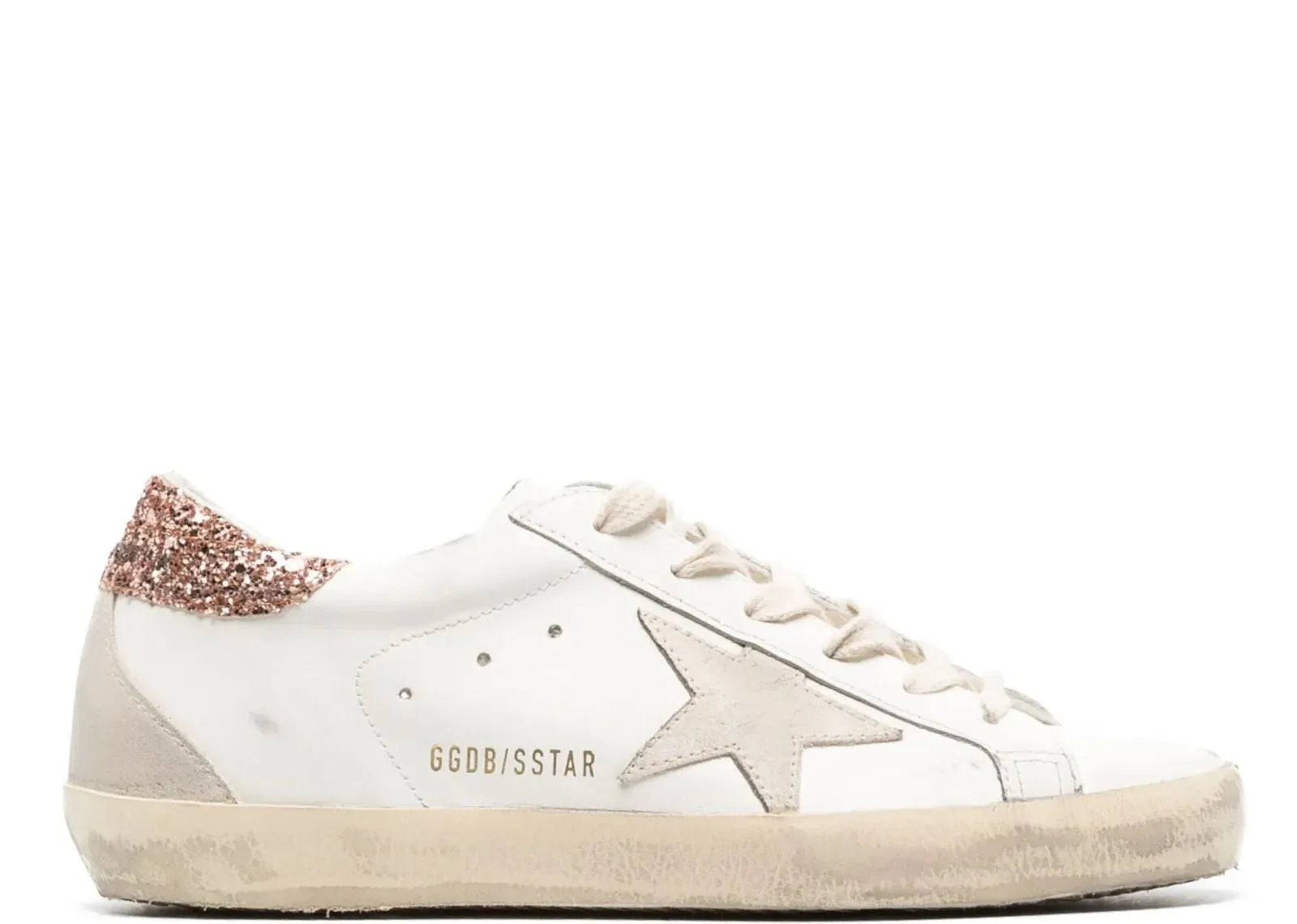 Golden Goose Super-Star Suede Star Peach Pink Glitter Heel Tab