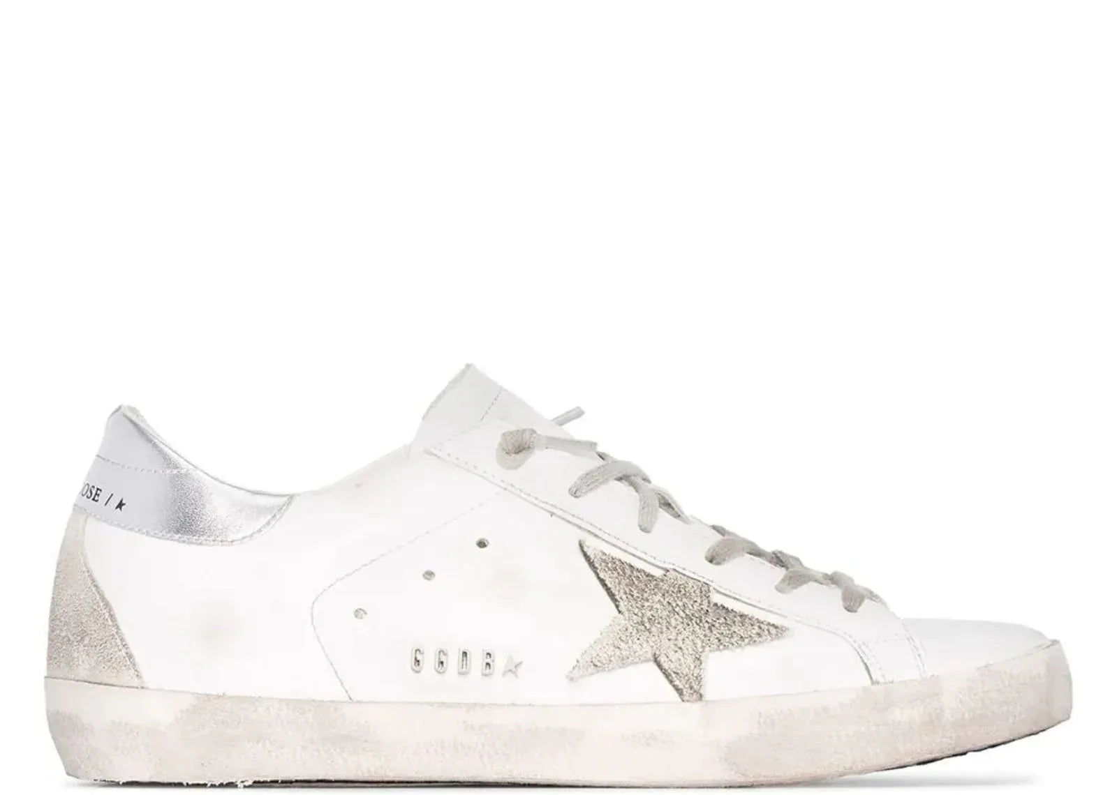 Golden Goose Super-Star White Ice Silver With Metal Stud Lettering