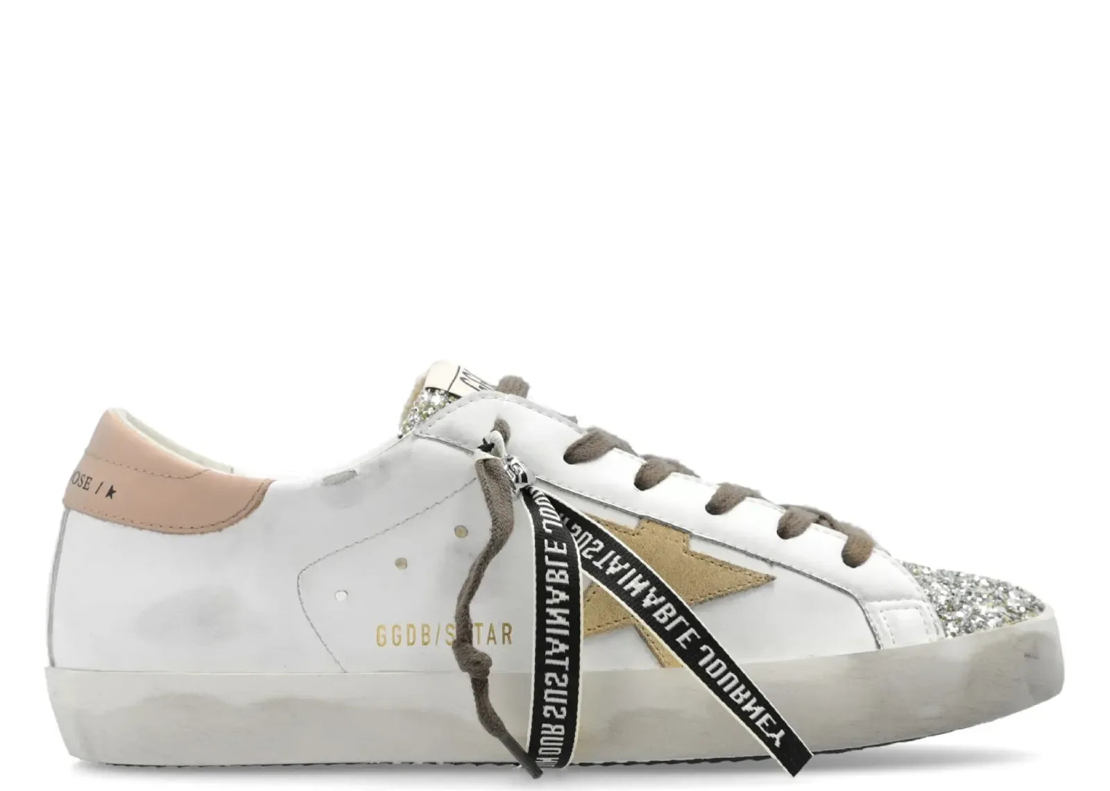 Golden Goose Super-Star White Leather Multicolor Glitter Heel