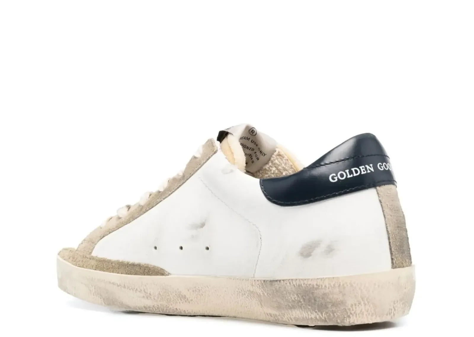 Golden Goose Super-Star White Leather Perforated Star Blue Heel
