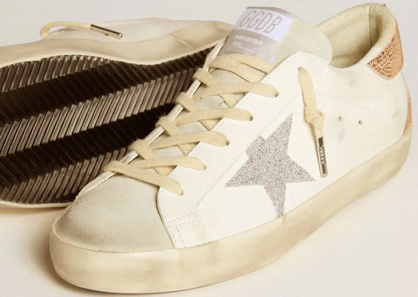 Golden Goose Super-Star White Silver Swarovski Crystal Star