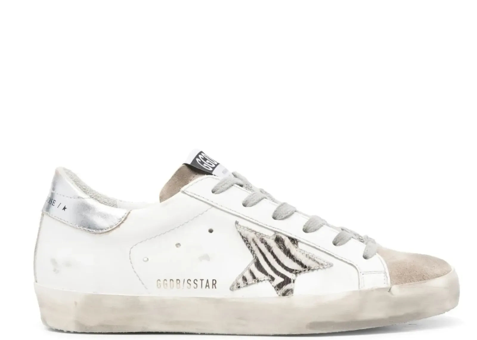 Golden Goose Super-Star White Zebra Pony Star Silver Heel