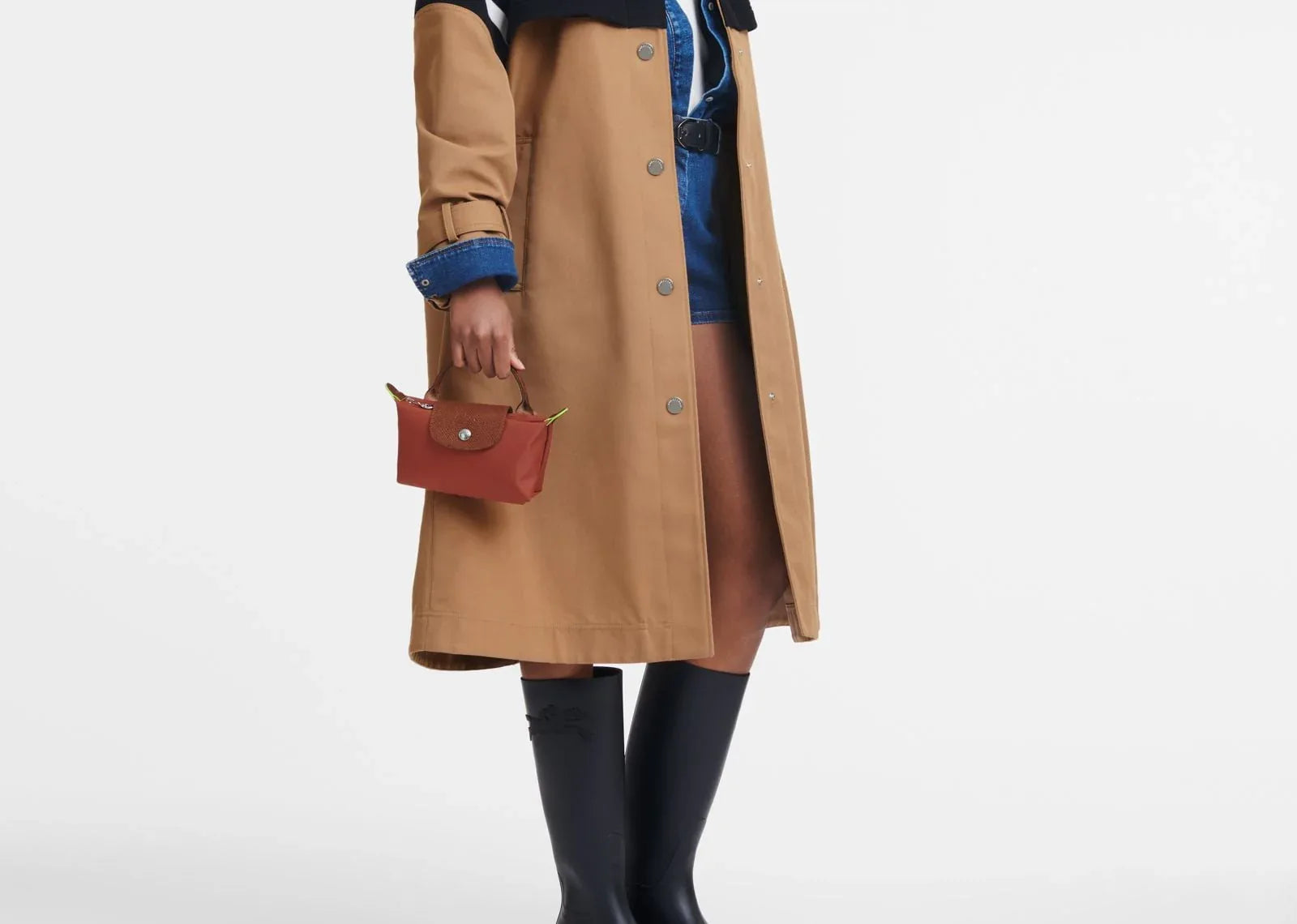 Longchamp Le Pliage Green Pouch With Handle Chestnut