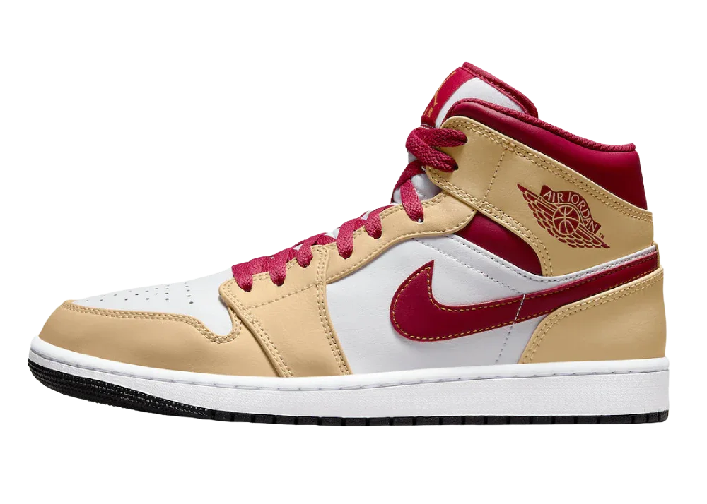 Nike Air Jordan 1 Mid Beige White Red