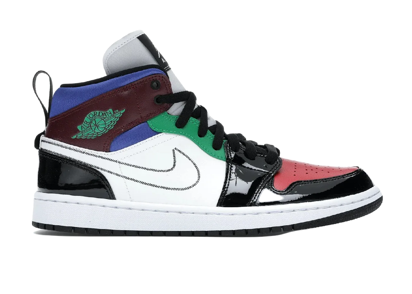 Nike Air Jordan 1 Mid SE Black White Multi-Color (W)