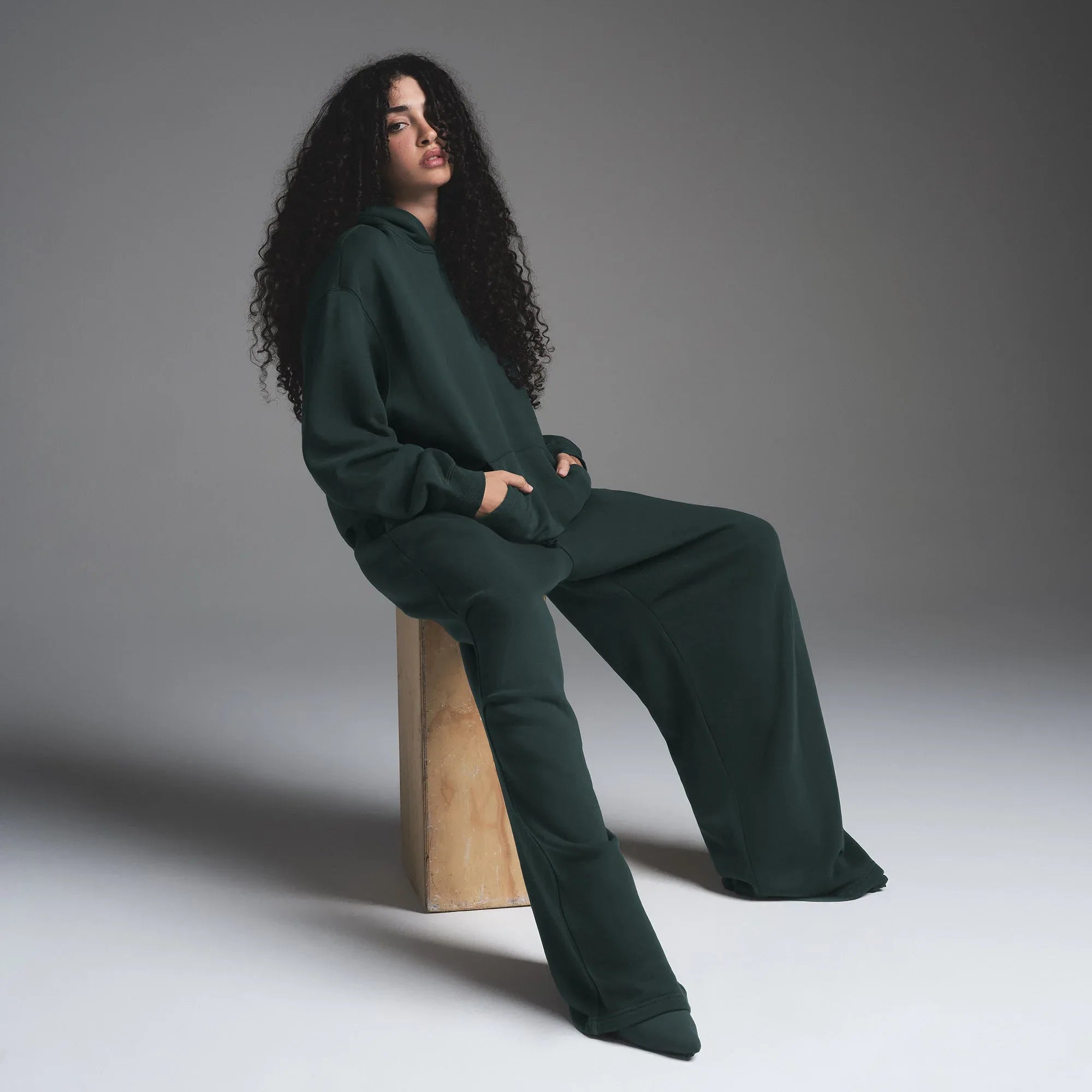 SKIMS VINTAGE FLEECE OVERSIZED HOODIE | CYPRESS - KAPŞONLU SWEATSHIRT