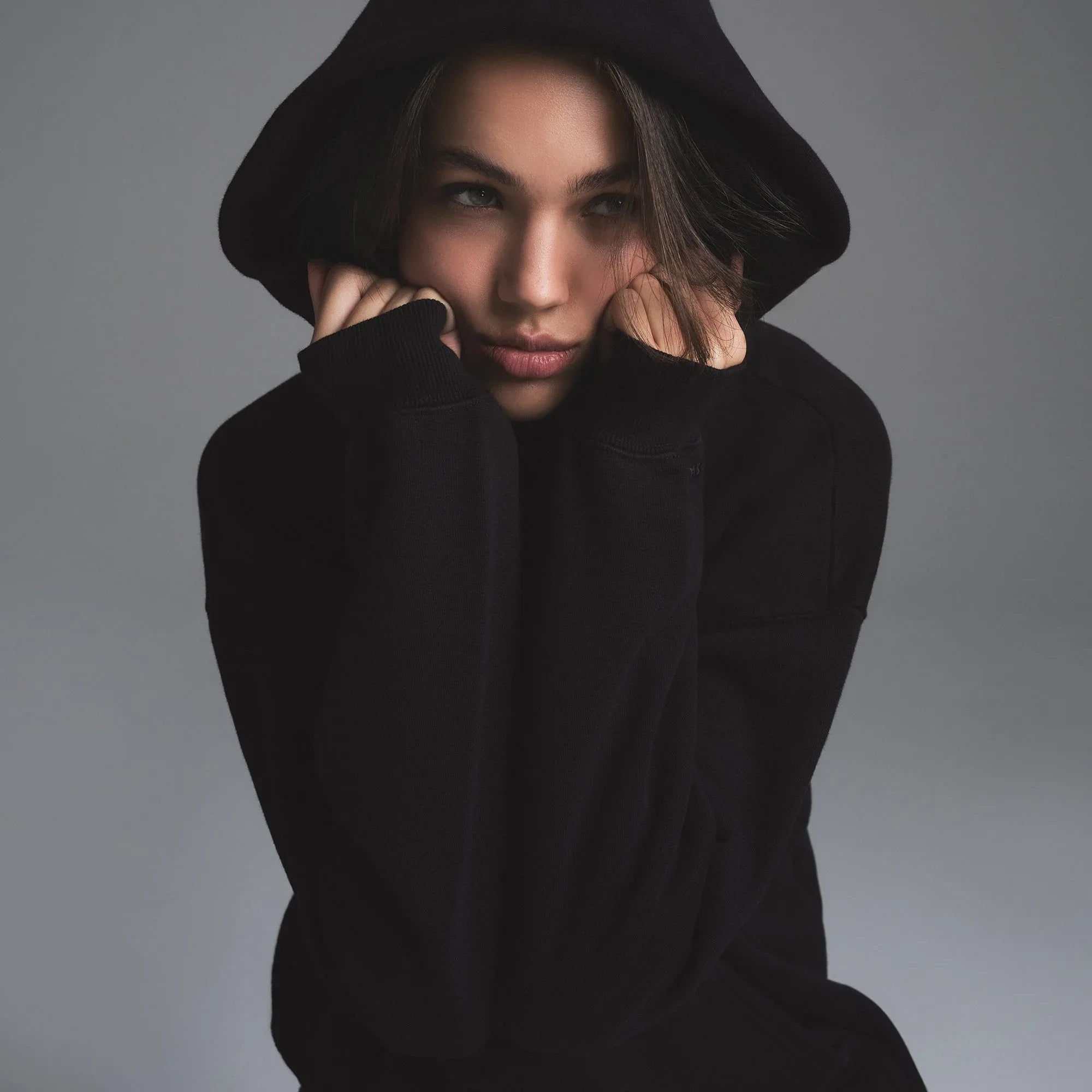 SKIMS VINTAGE FLEECE OVERSIZED HOODIE | WASHED ONYX - KAPŞONLU SWEATSHIRT