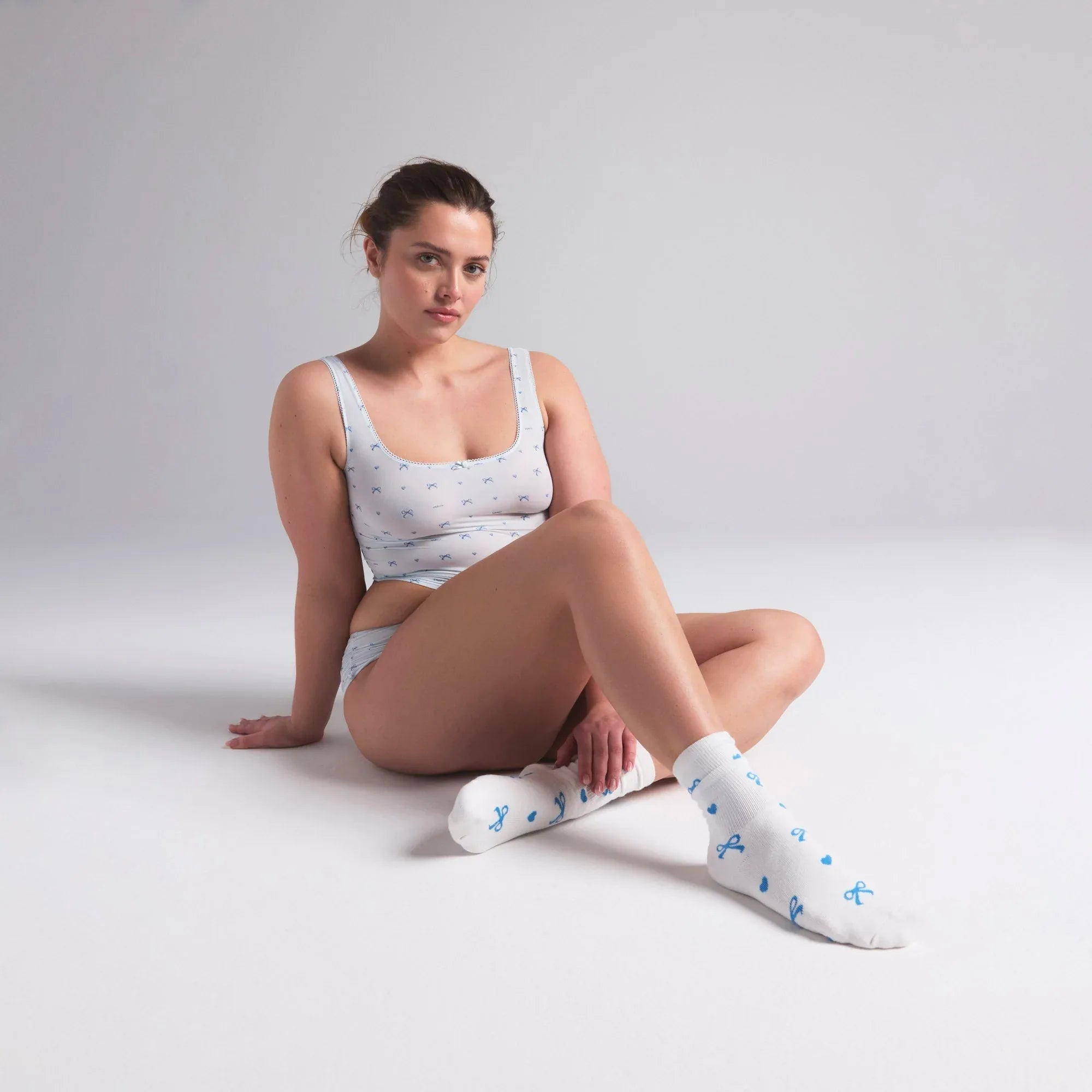 SKIMS WEDDING SOCK 2-PACK | MARBLE AND CLOUD BOW PRINT - ÇORAP