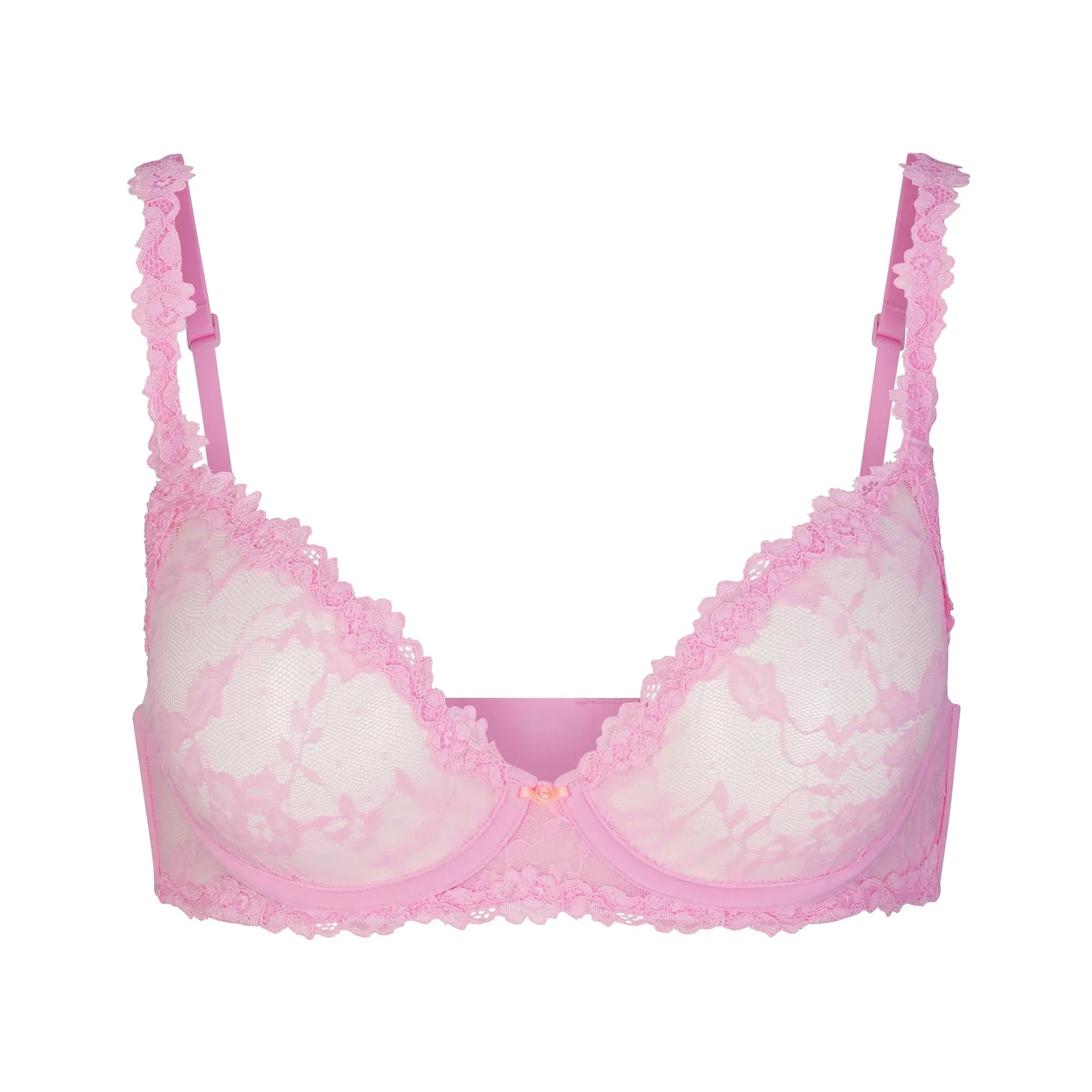 SKIMS STRETCH LACE UNLINED DEMI BRA | COTTON CANDY - SÜTYEN