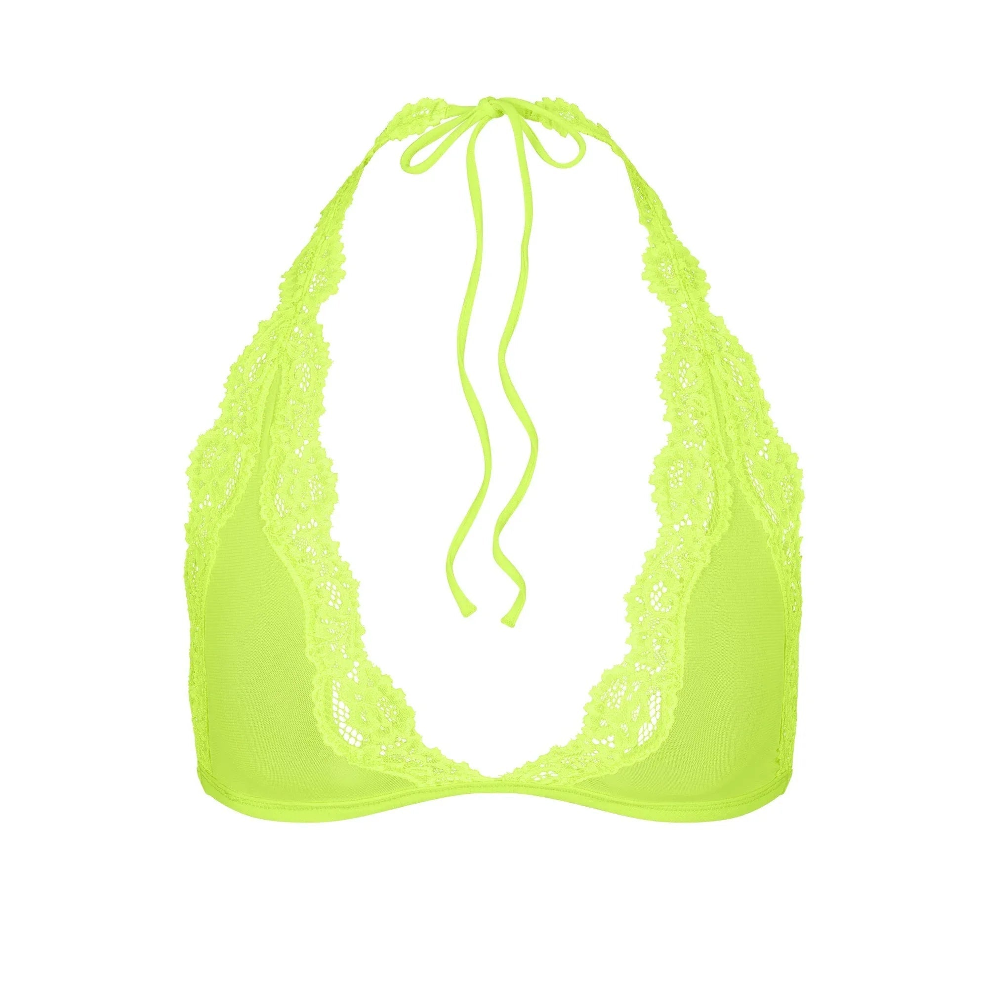 SKIMS SUMMER MESH LACE PLUNGE HALTER BRALETTE | HIGHLIGHTER - SÜTYEN