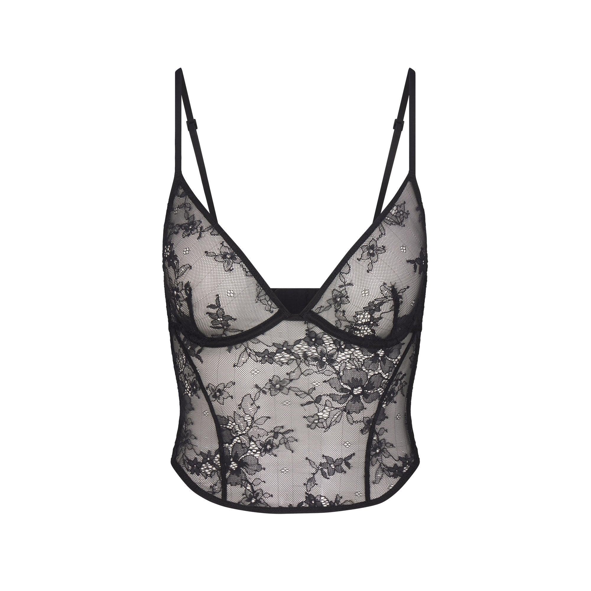 SKIMS ULTRA FINE LACE PLUNGE CORSET | ONYX - KORSE