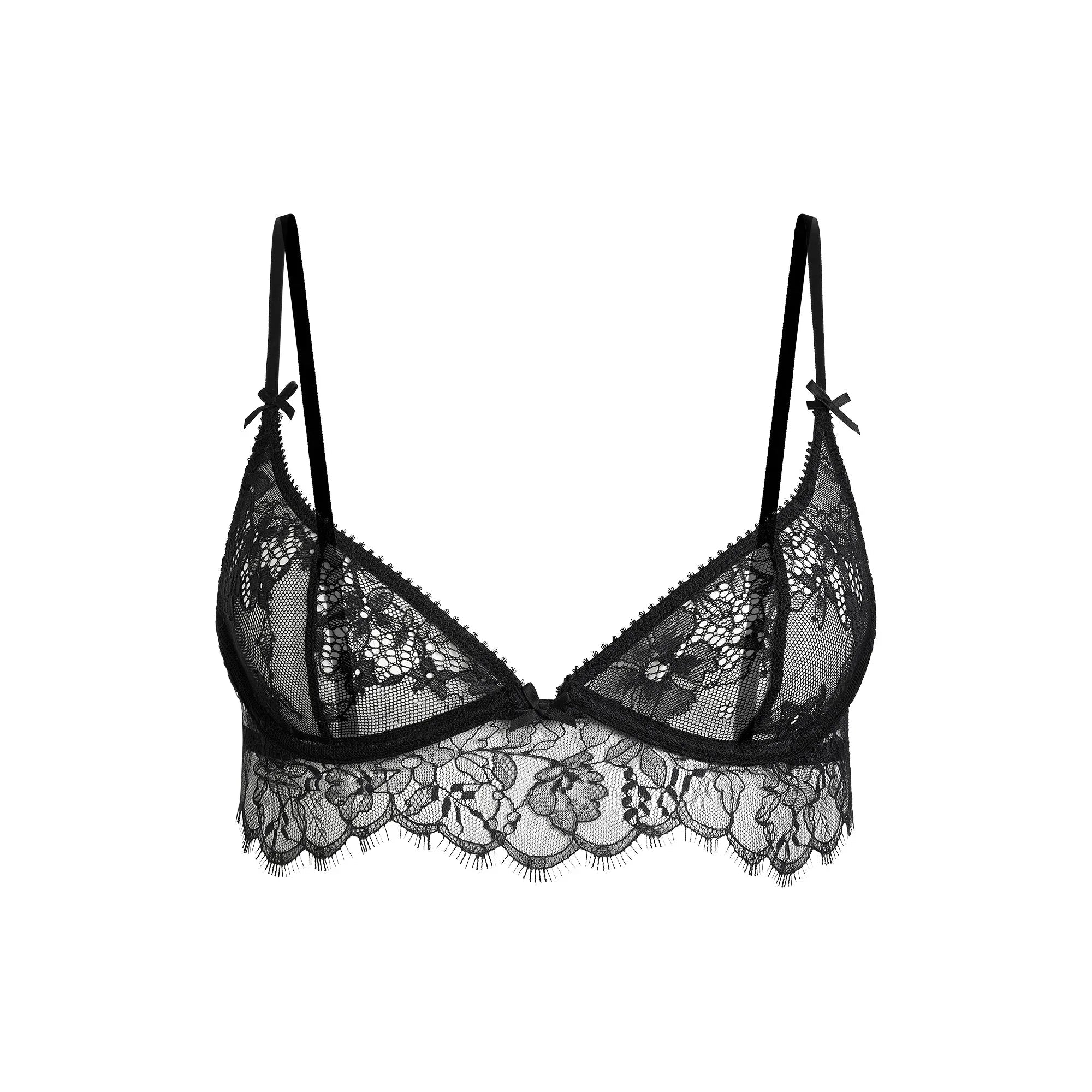 SKIMS ULTRA FINE LACE SCOOP BRA | ONYX - SÜTYEN