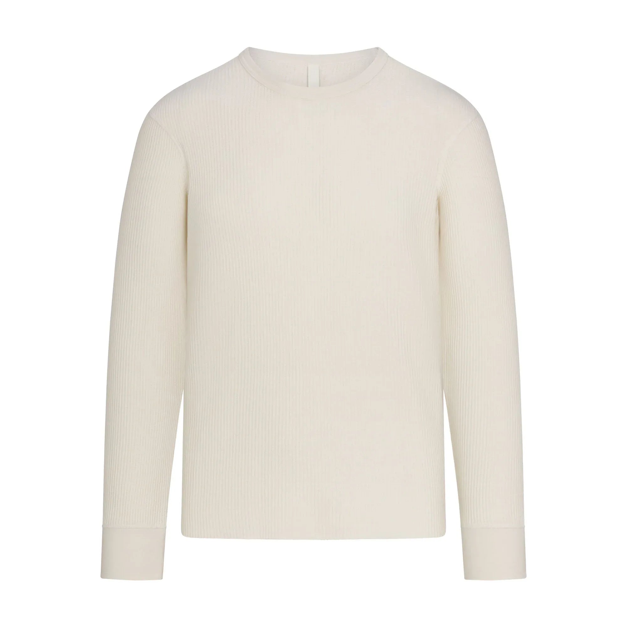 SKIMS WAFFLE MENS LONG SLEEVE T-SHIRT | ECRU - TİŞÖRT