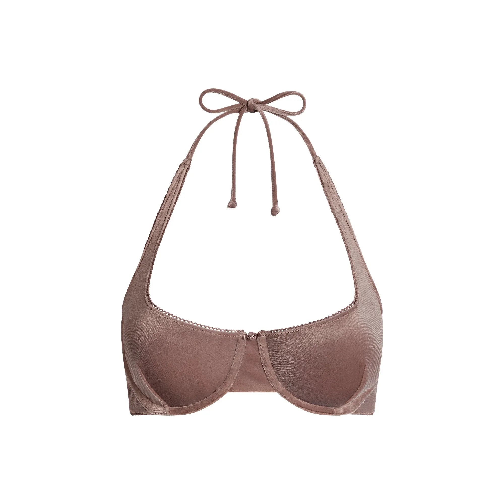 SKIMS VELVET SWIM UNDERWIRE SCOOP BIKINI TOP | UMBER - BIKINI ÜSTÜ