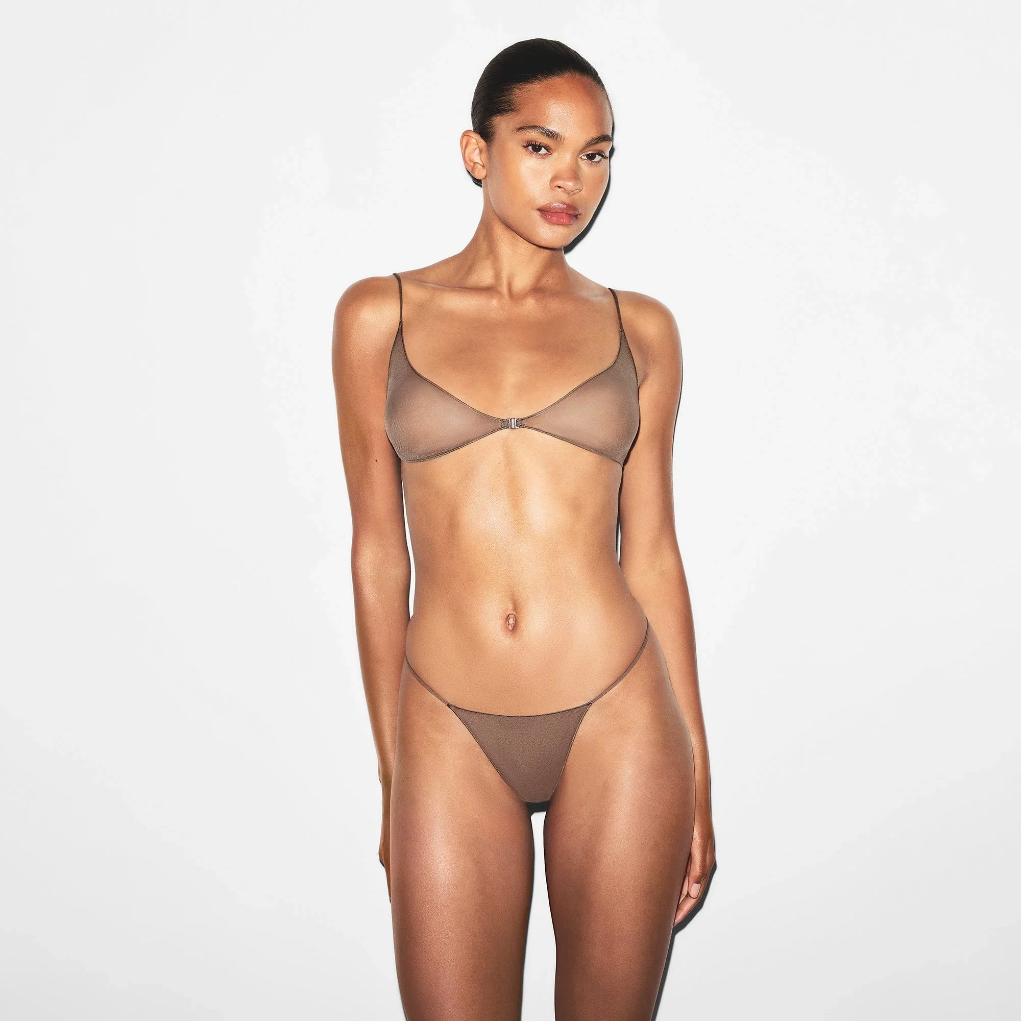 SKIMS ULTRA FINE MESH SKIMPY SCOOP BRALETTE | TRUFFLE - SÜTYEN