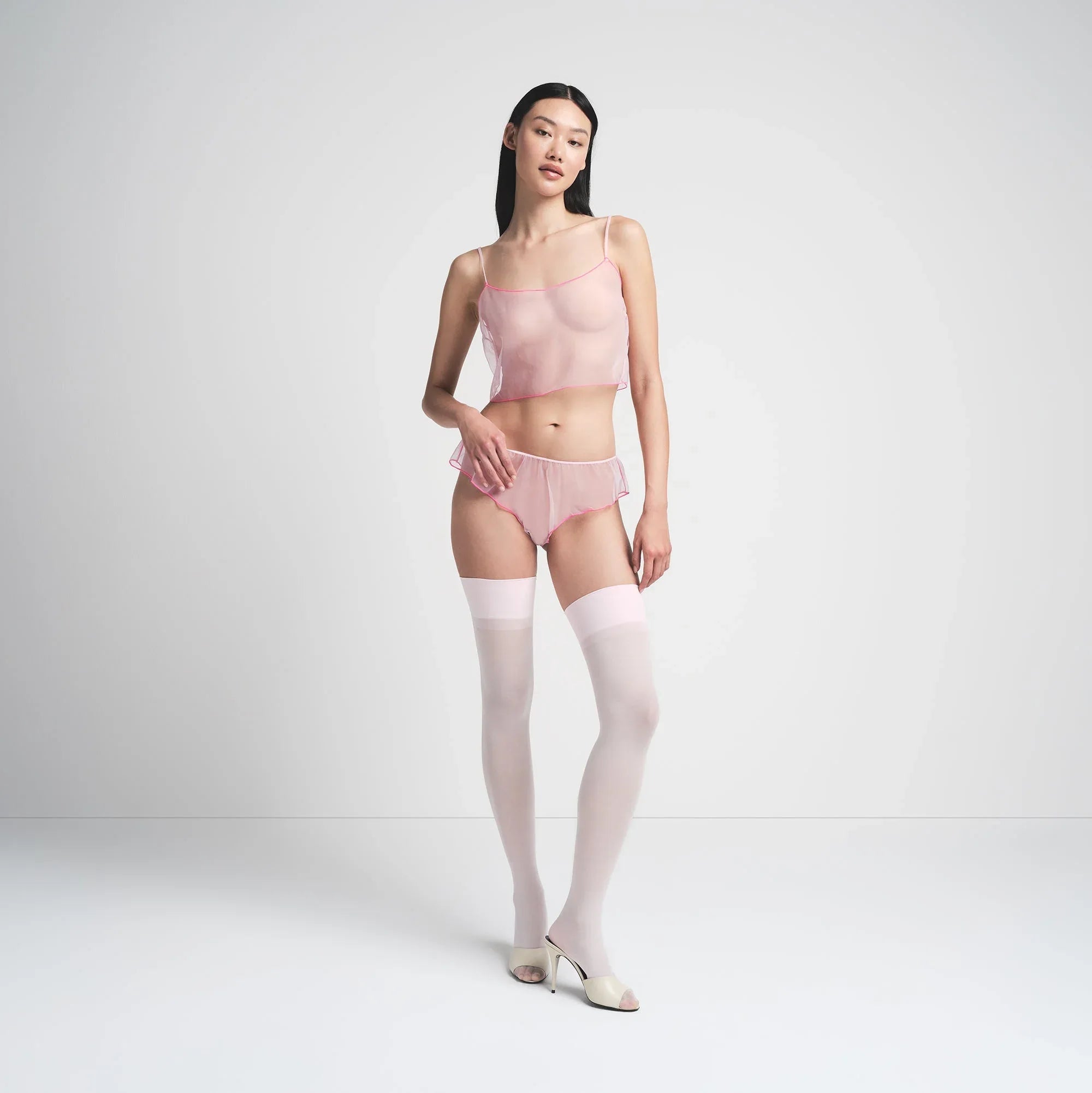 SKIMS TULLE CAMI AND BRIEF SET | CHERRY BLOSSOM CONTRAST - TAKIM