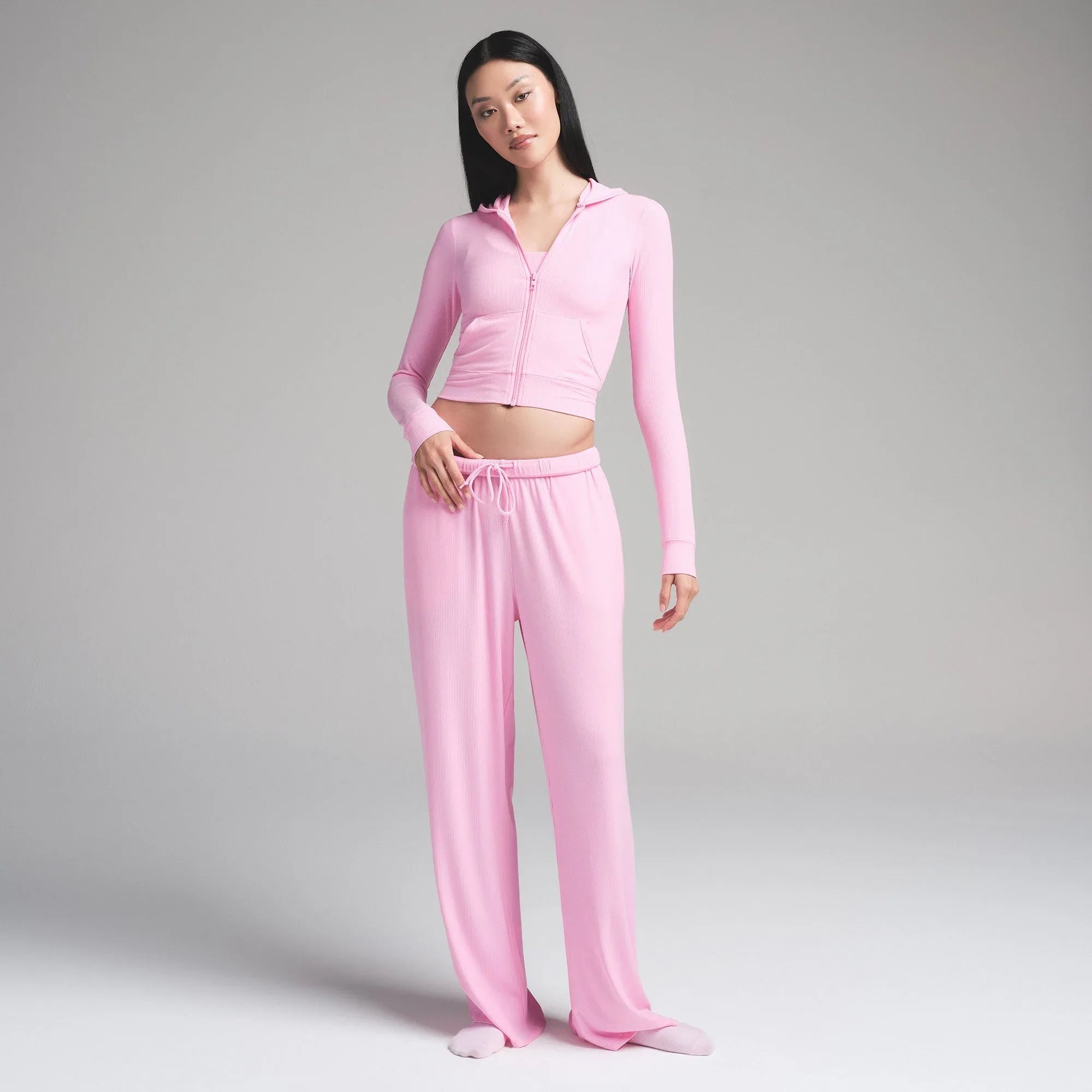 SKIMS SOFT LOUNGE ZIP UP HOODIE | BUBBLE GUM - HIRKA