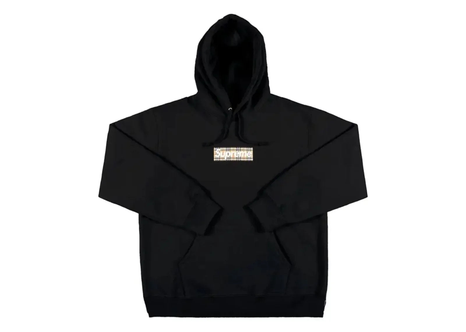 Supreme Burberry Box Logo Hooded Sweatshirt Black