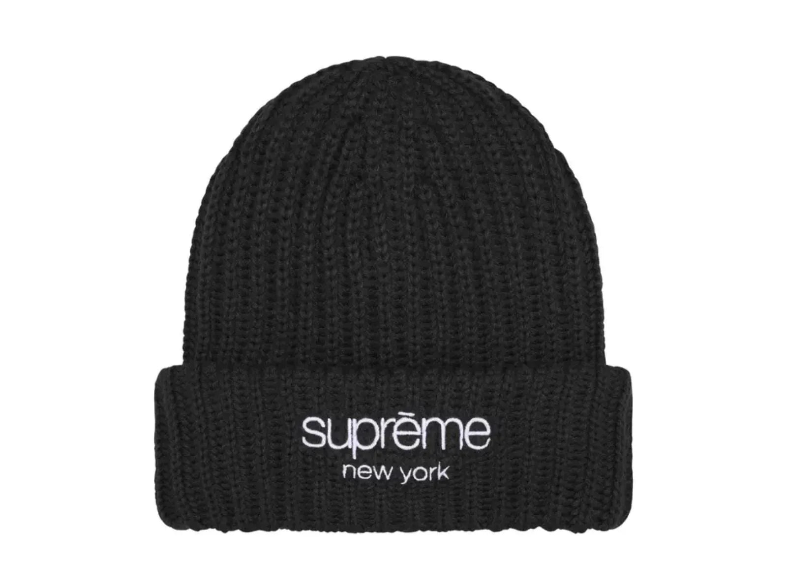 Supreme Chunky Rib Classic Logo Beanie Black